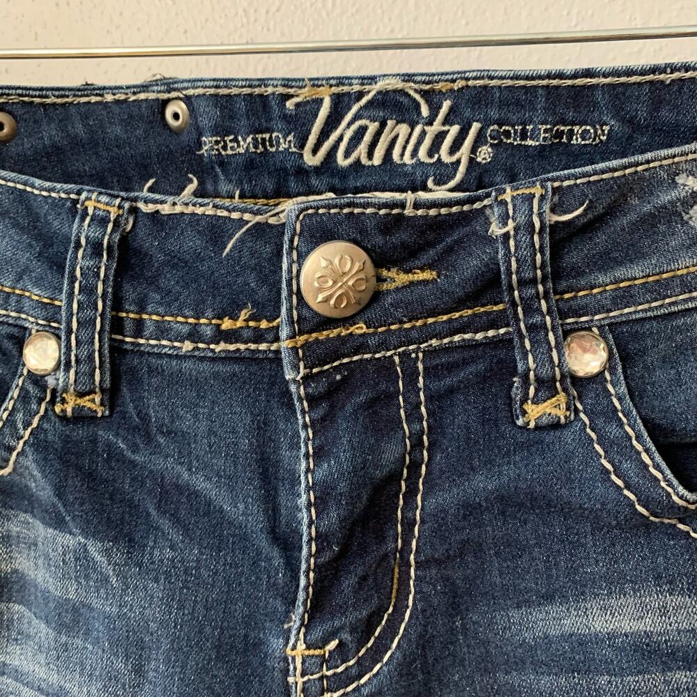 Premium Vanity Collection Women's Harlow Skinny Embellished Dark Blue Sz 27W/32L - Picture 5 of 16